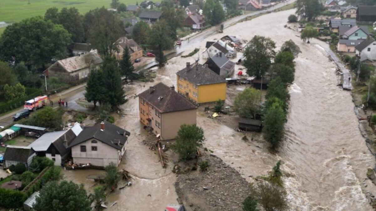 Central Europe floods causing river overflow and evacuations.